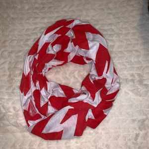 Red and White chevron infinity scarf